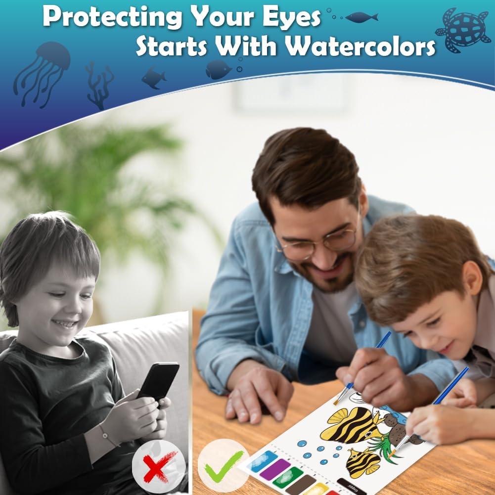 Libro para Pintar con Agua YMluky Animales Marinos 20 Páginas