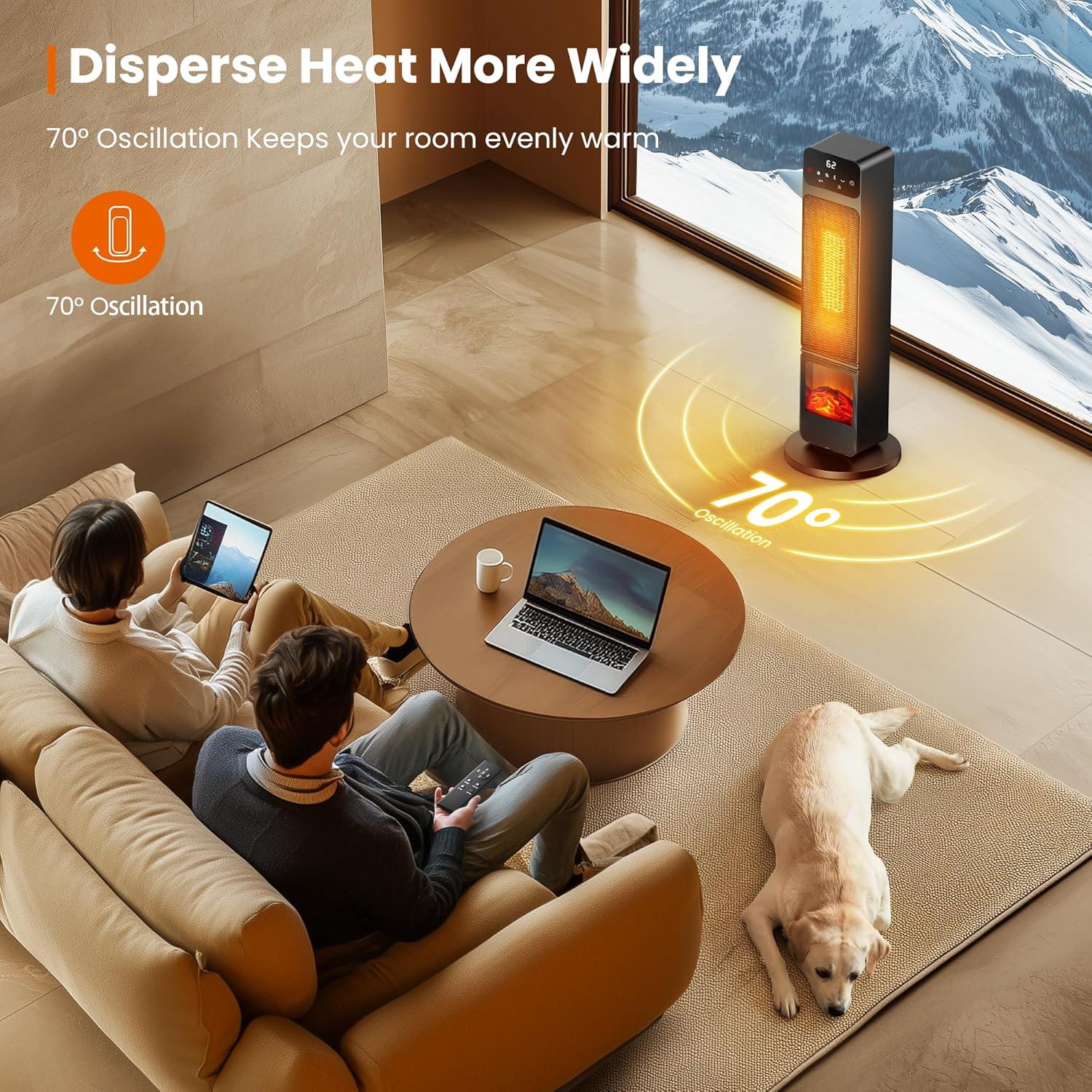 Calentador Eléctrico Riseon 1500W Portátil con Control Remoto