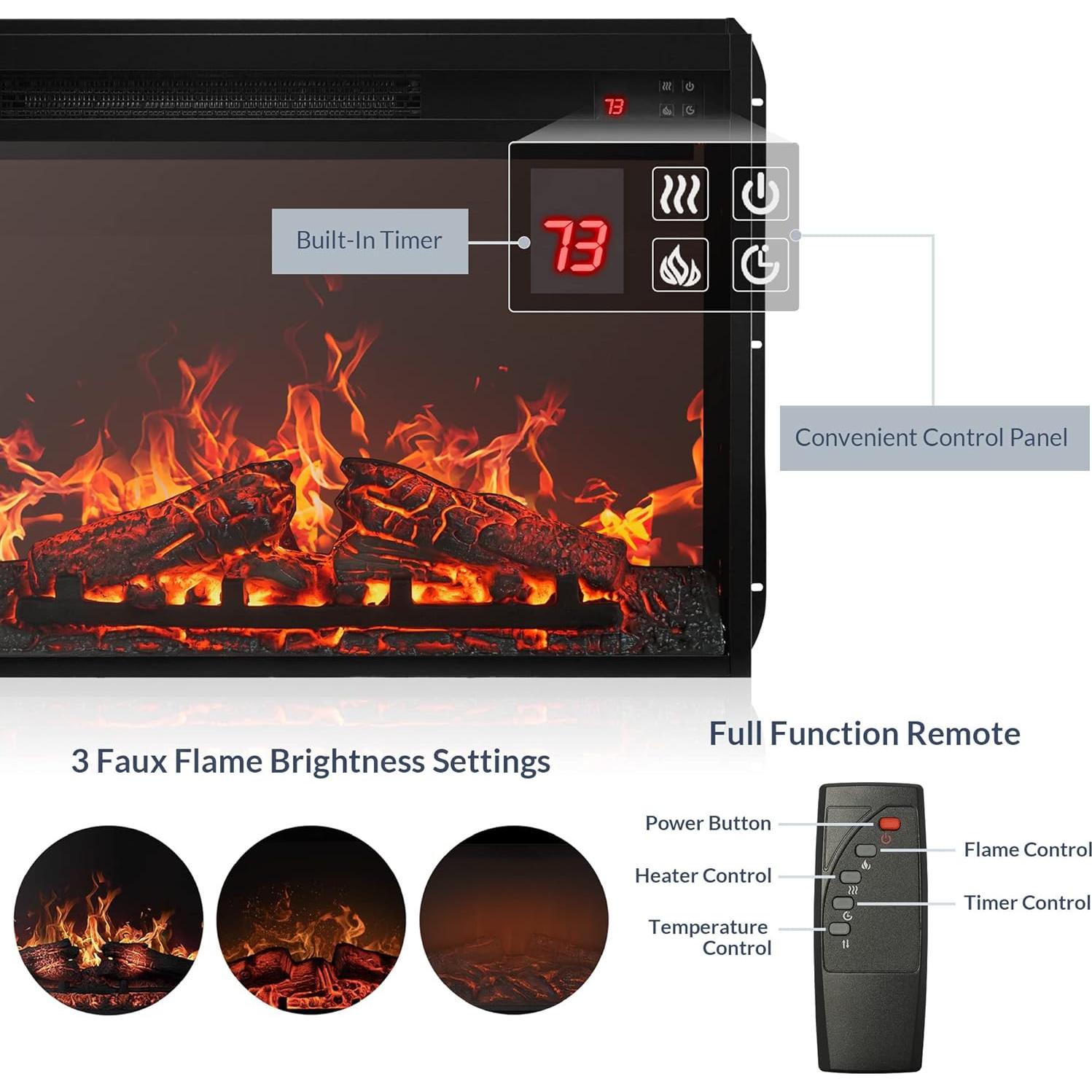 Insertar Chimenea Eléctrica BELLEZE 61cm con Control Remoto