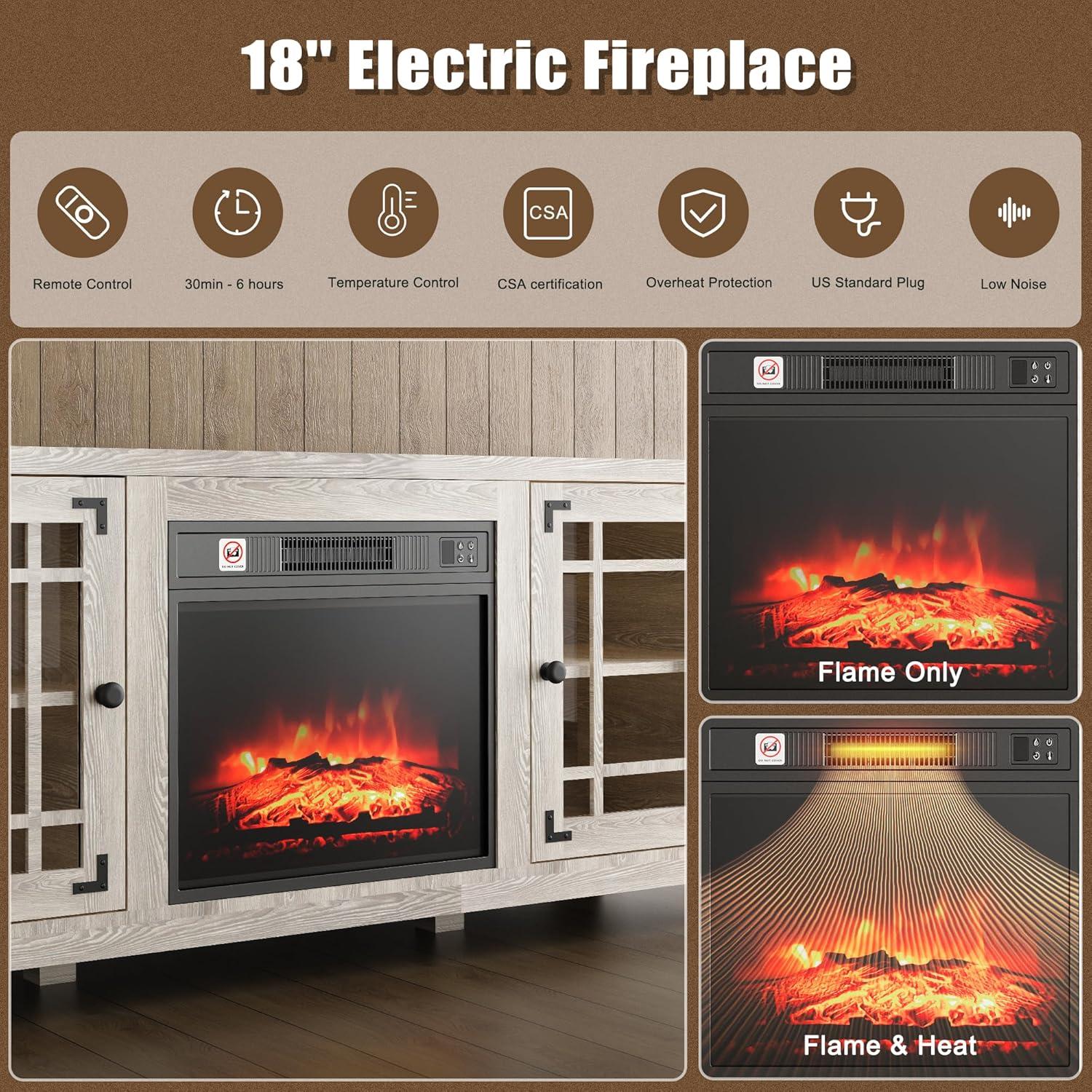 Chimenea Eléctrica Empotrada TRONLEE 18" 1400W con Control Remoto