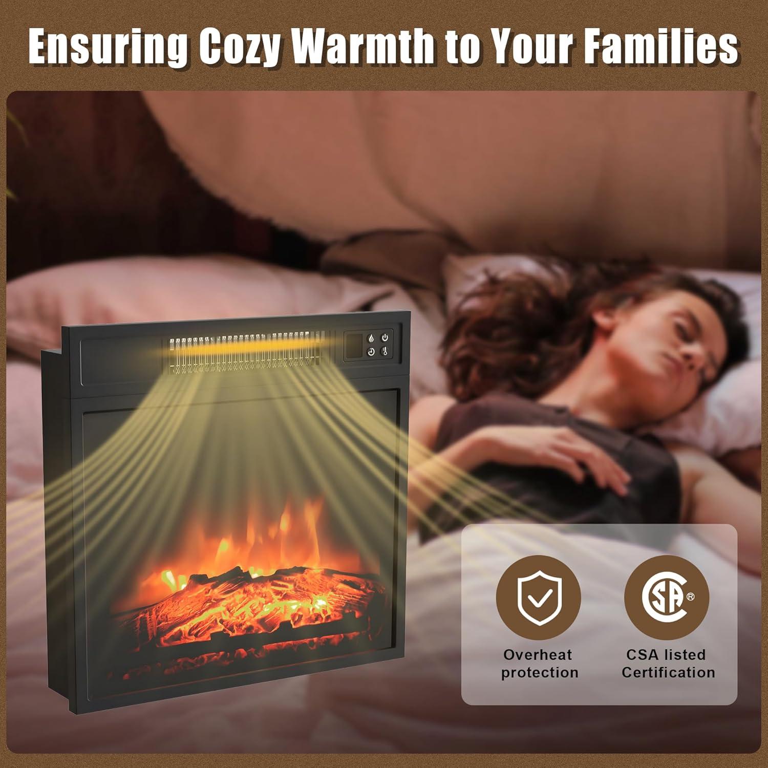 Chimenea Eléctrica Empotrada TRONLEE 18" 1400W con Control Remoto