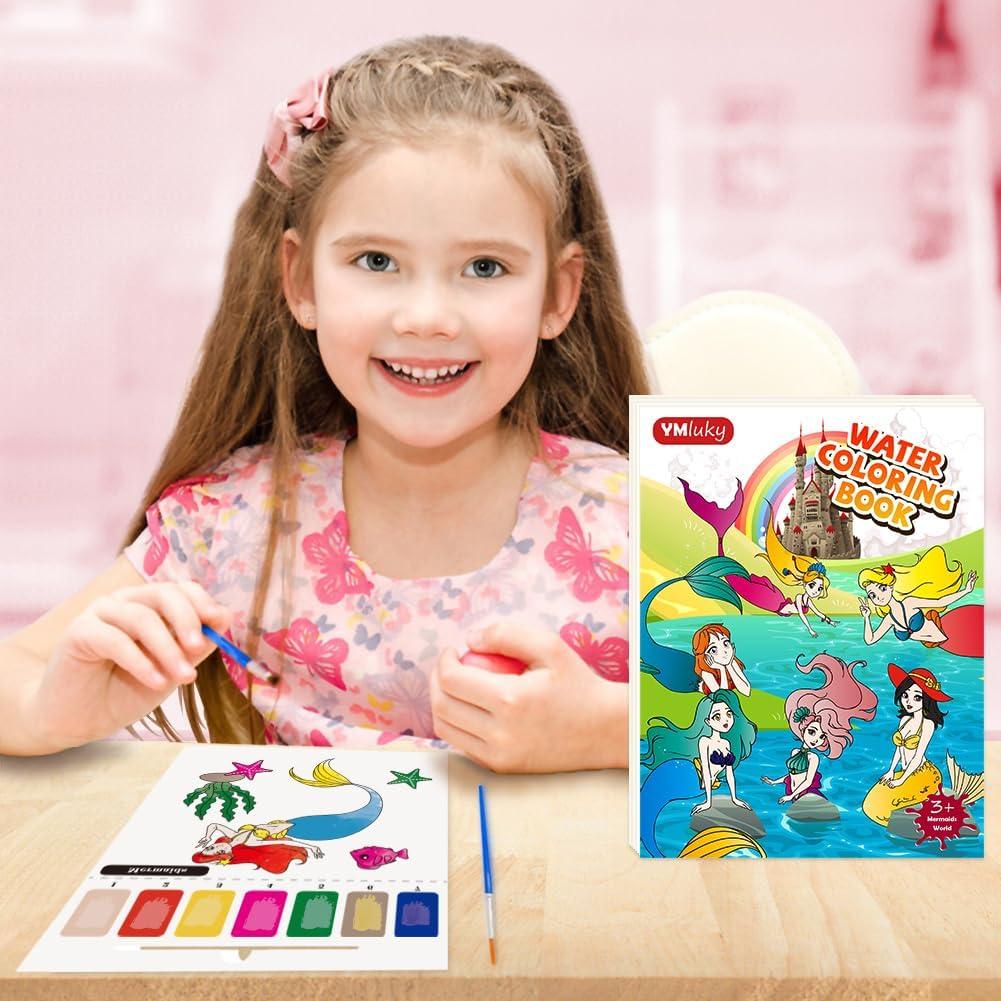 Libro para Pintar con Agua Sirenas YMluky con Pinceles