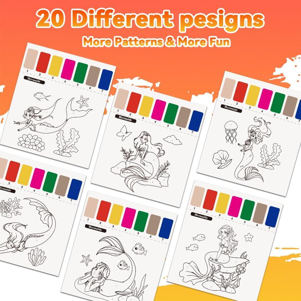 Libro para Pintar con Agua Sirenas YMluky con Pinceles