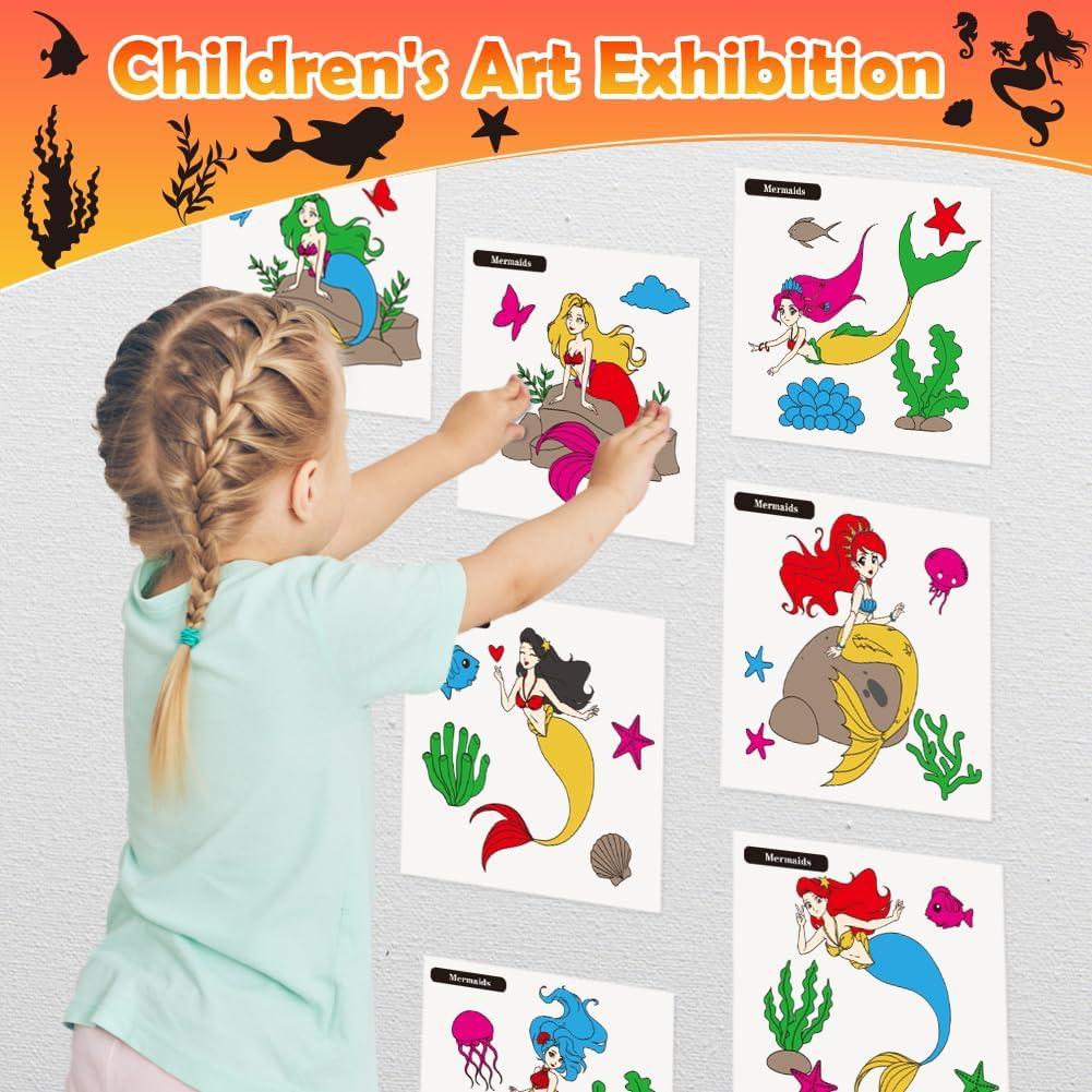 Libro para Pintar con Agua Sirenas YMluky con Pinceles