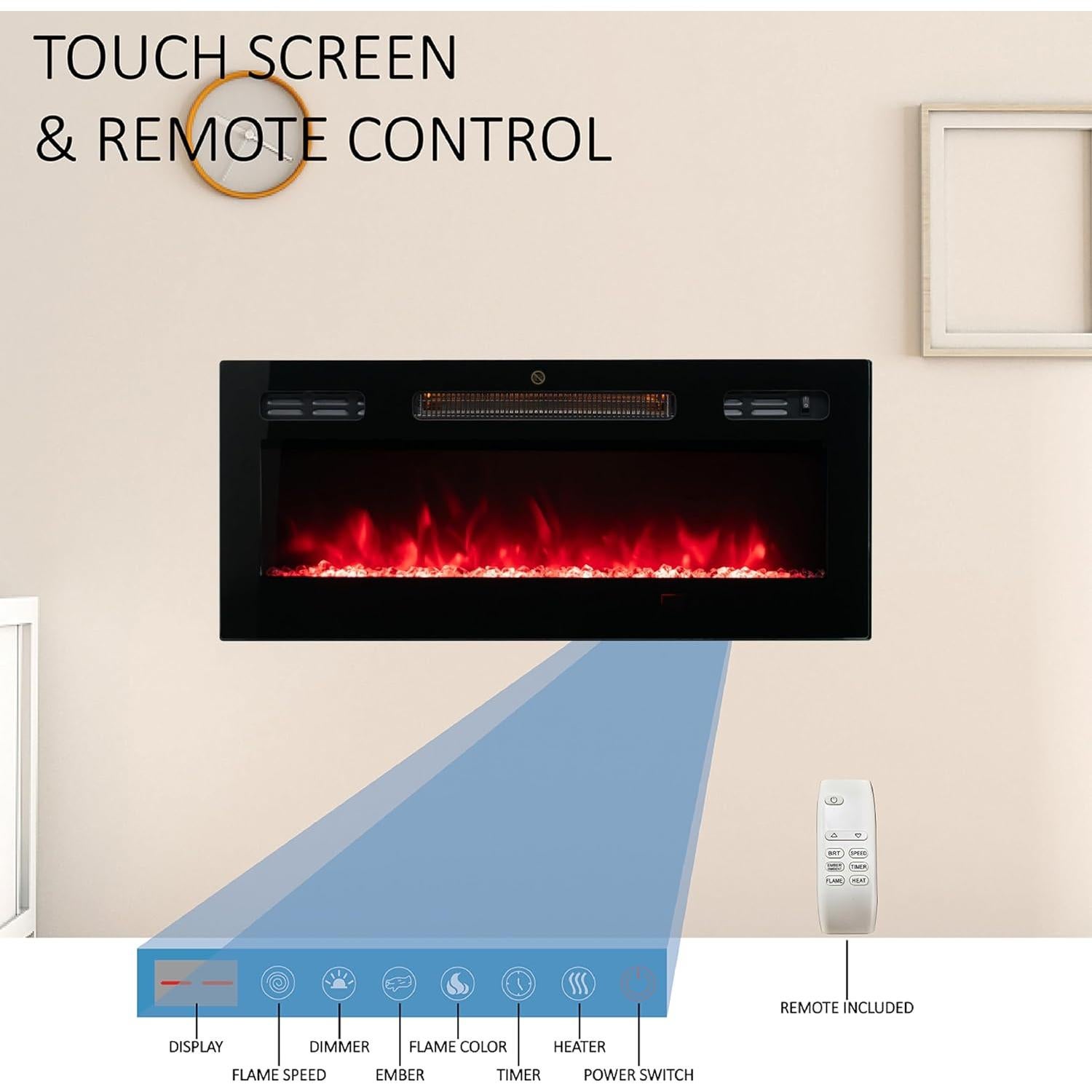 Chimenea Eléctrica FULEIWO RFH-3001L 76.2x43.9cm Montada en Pared