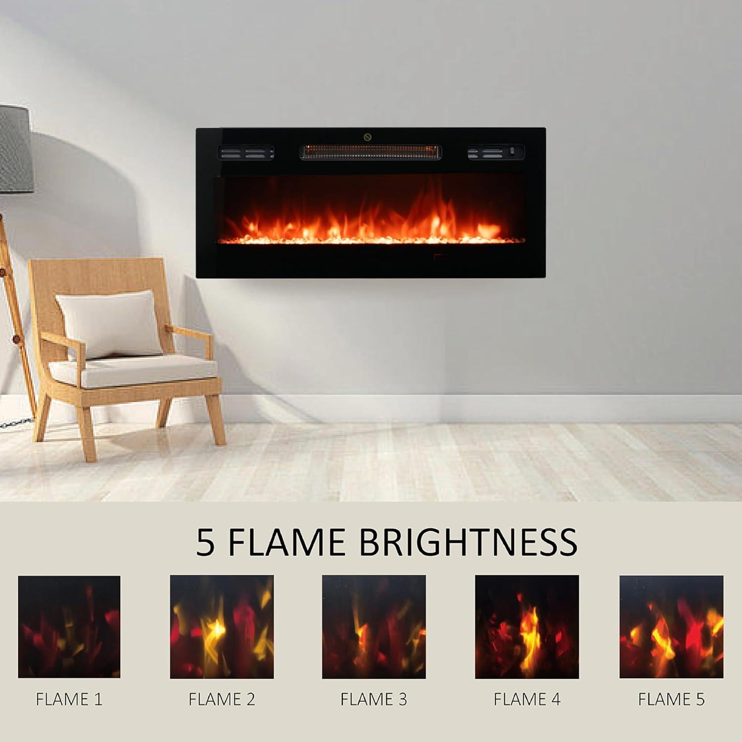 Chimenea Eléctrica FULEIWO RFH-3001L 76.2x43.9cm Montada en Pared