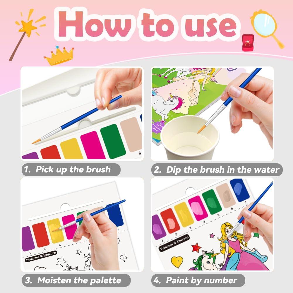 Libro para Pintar con Agua YMluky Princesa Unicornio