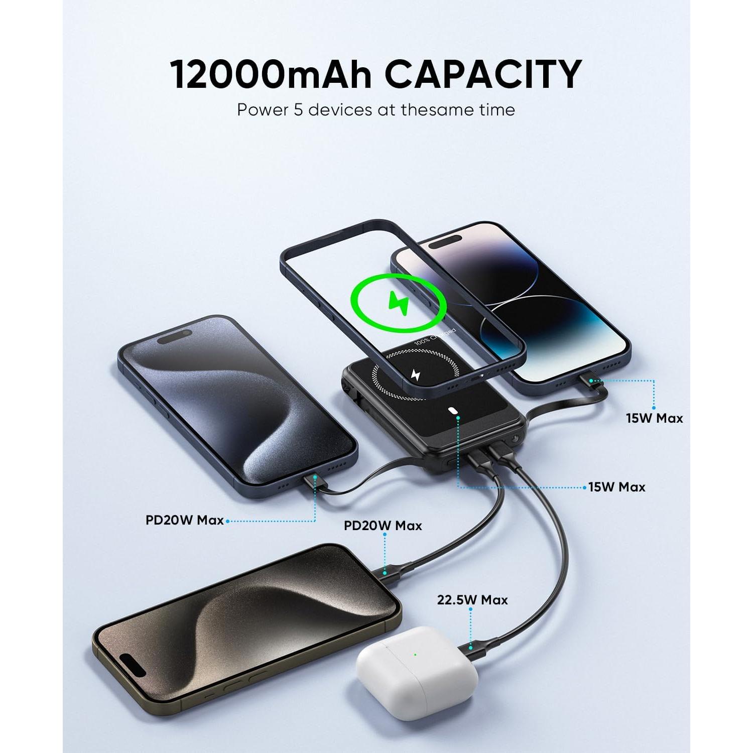 Batería Portátil Magnética 12000mAh Superallure para iPhone