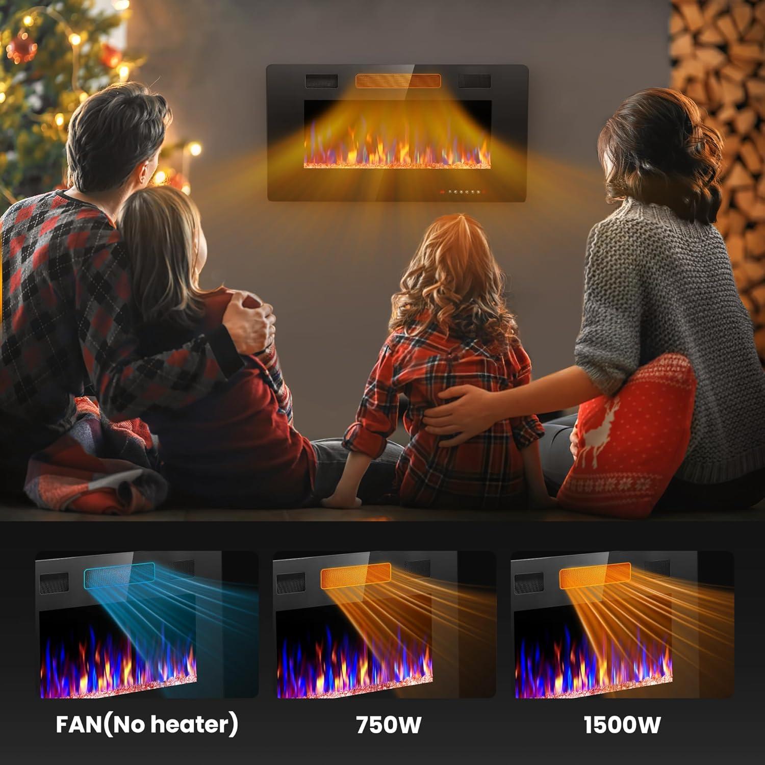 Chimenea Eléctrica Crzoe 91.4 cm con Control Remoto y Temporizador