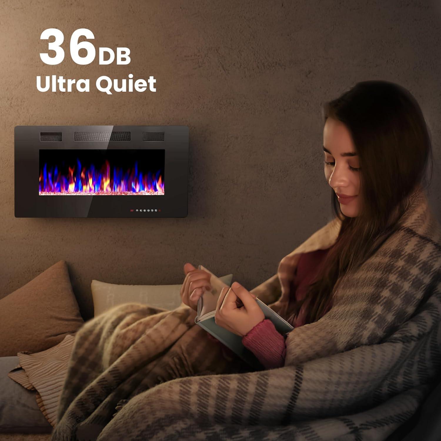 Chimenea Eléctrica Crzoe 91.4 cm con Control Remoto y Temporizador