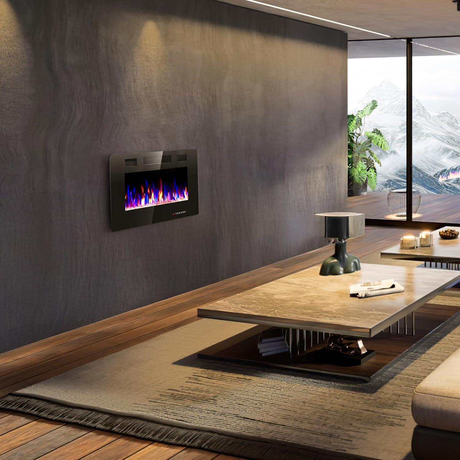 Chimenea Eléctrica Crzoe 91.4 cm con Control Remoto y Temporizador