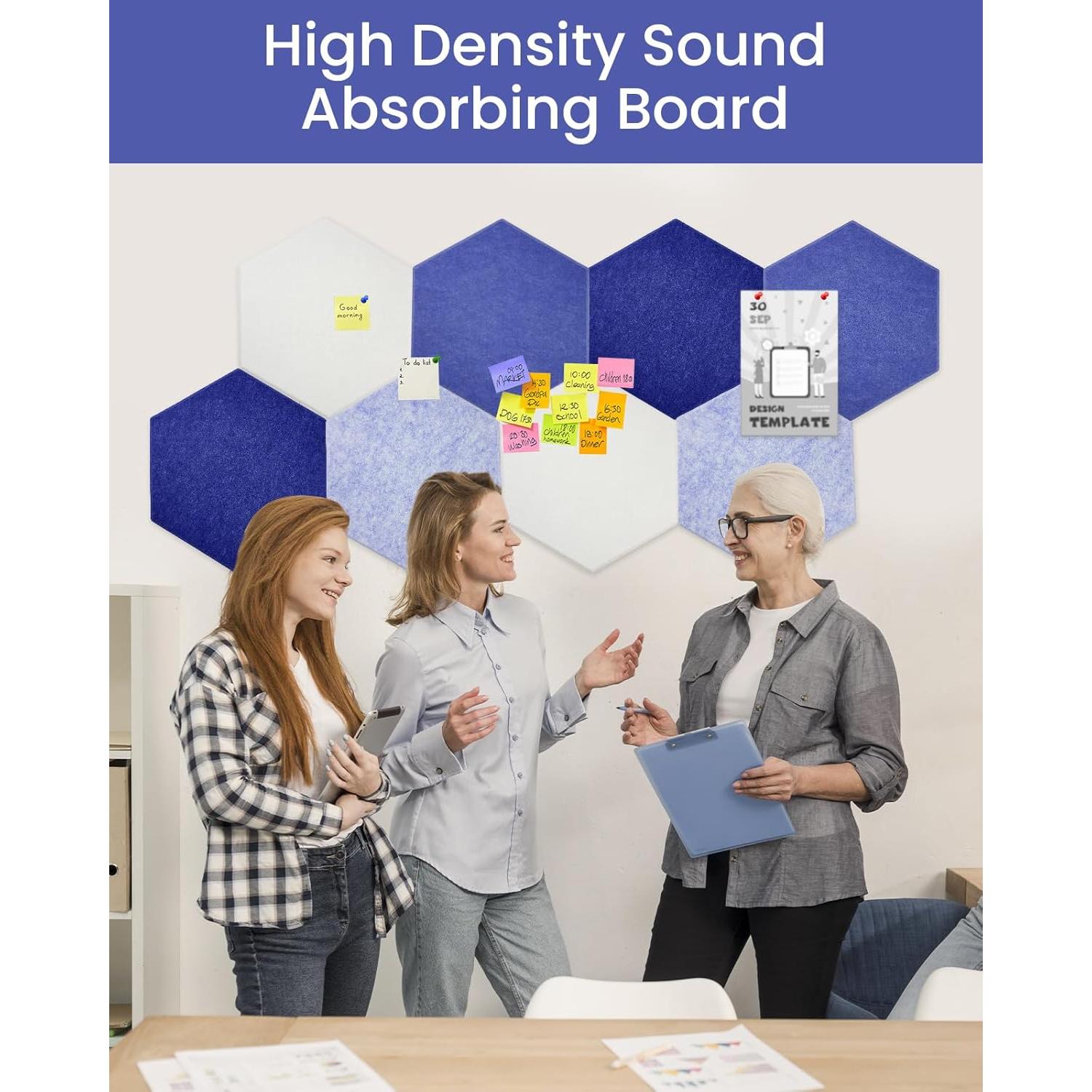 Paneles Acústicos Hexagonales Aipiahio 8 Piezas Azul 30x25.9 cm