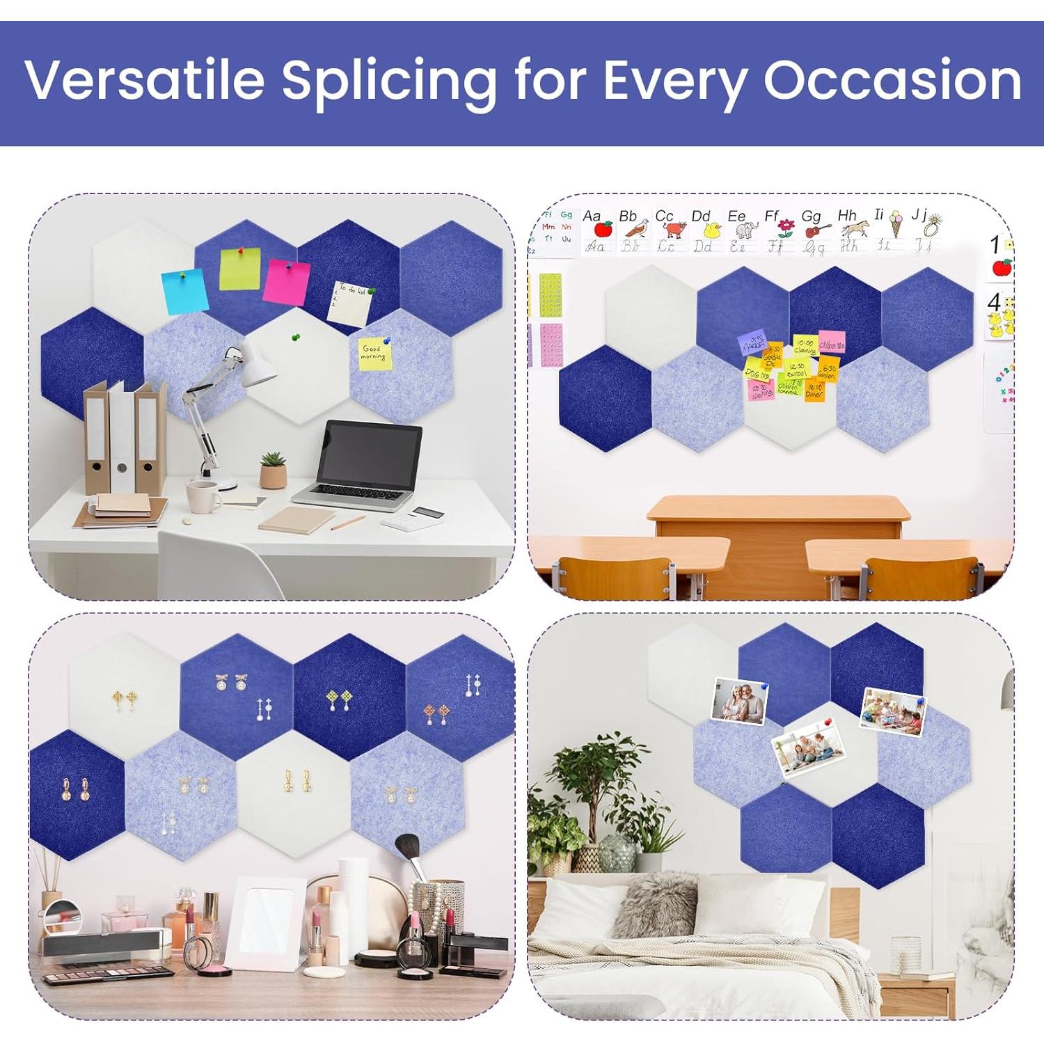 Paneles Acústicos Hexagonales Aipiahio 8 Piezas Azul 30x25.9 cm