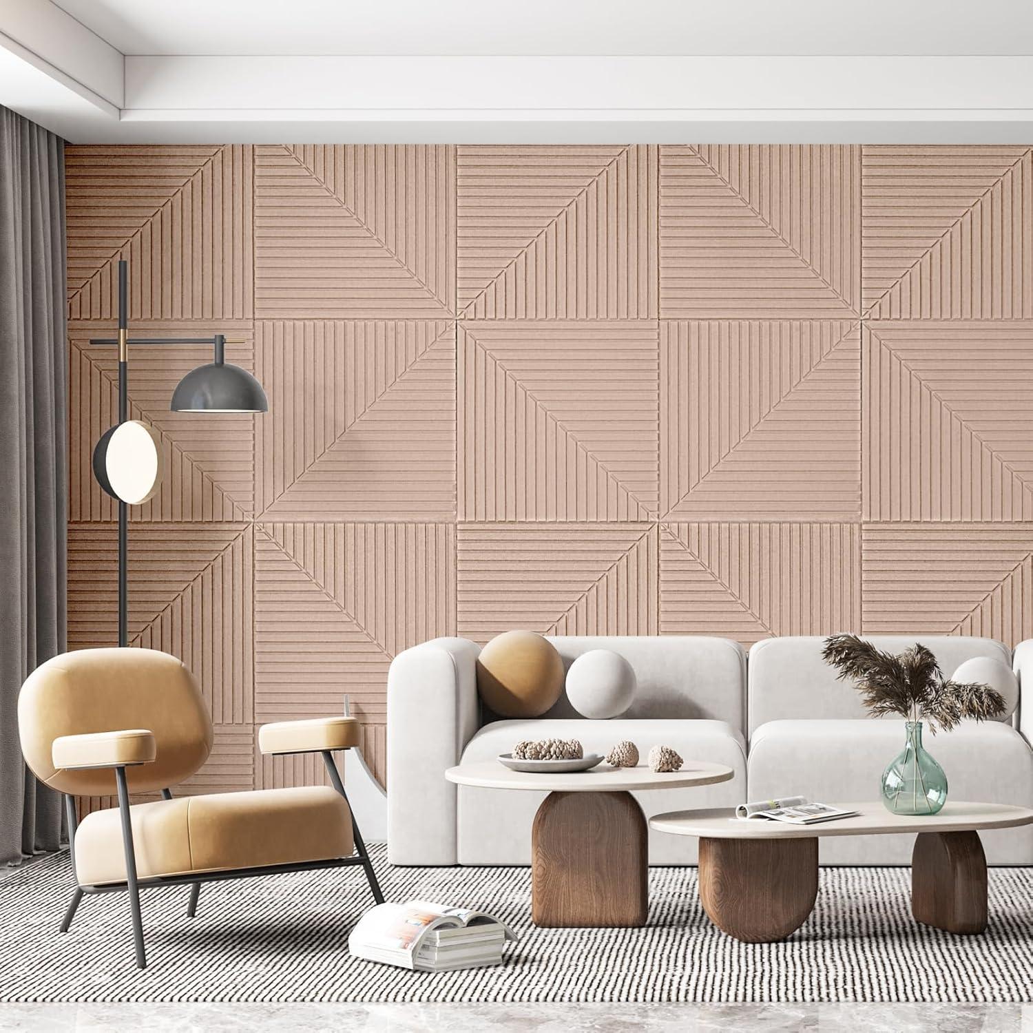 Paneles Acústicos Autoadhesivos Art3d 6 Unidades 61x61 cm Camello