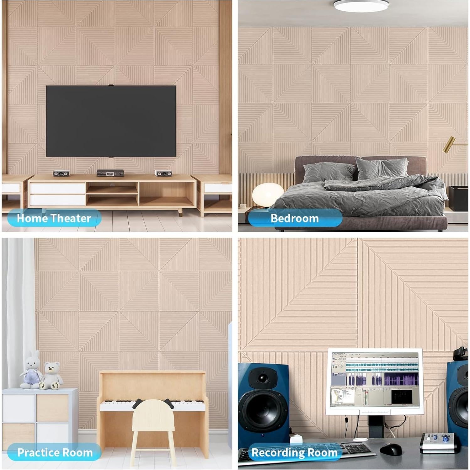 Paneles Acústicos Autoadhesivos Art3d 6 Unidades 61x61 cm Camello