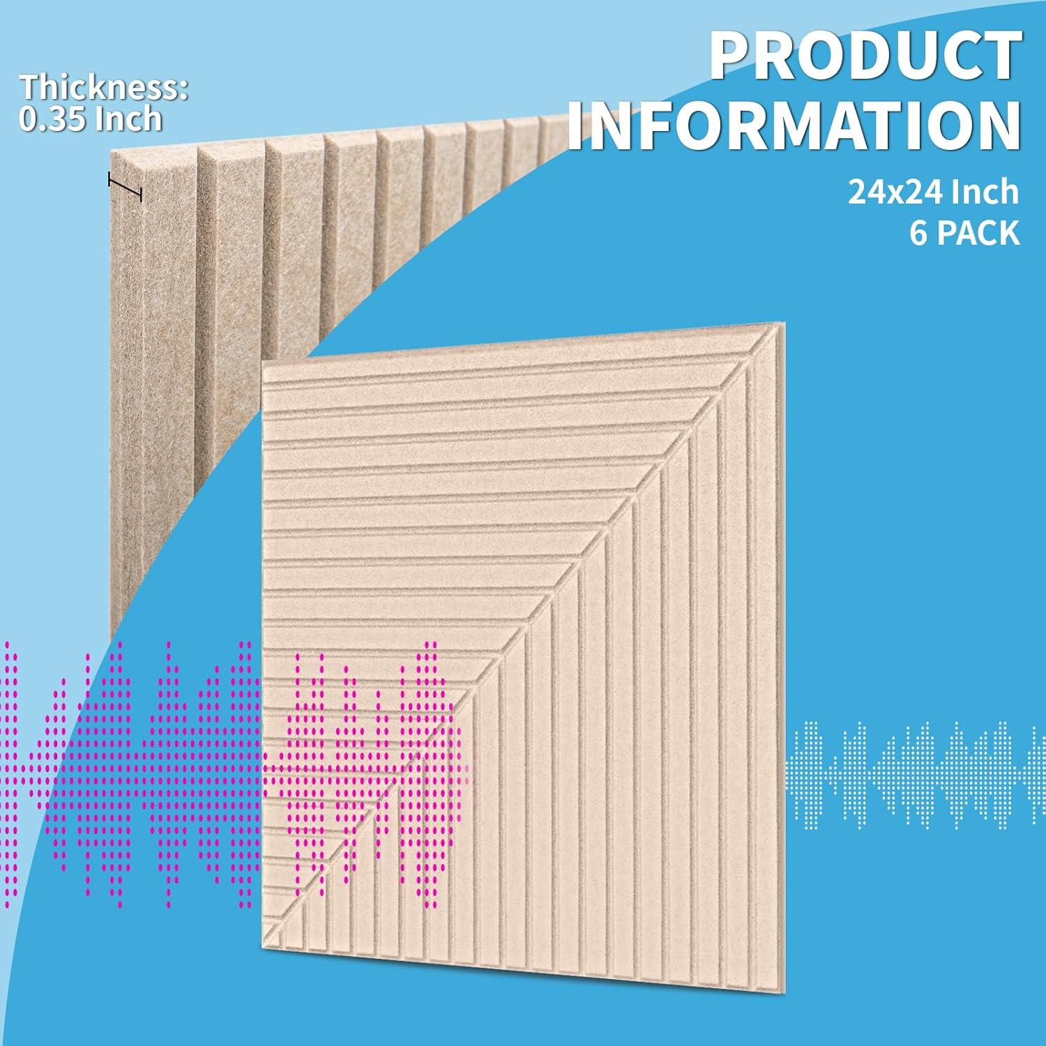 Paneles Acústicos Autoadhesivos Art3d 6 Unidades 61x61 cm Camello