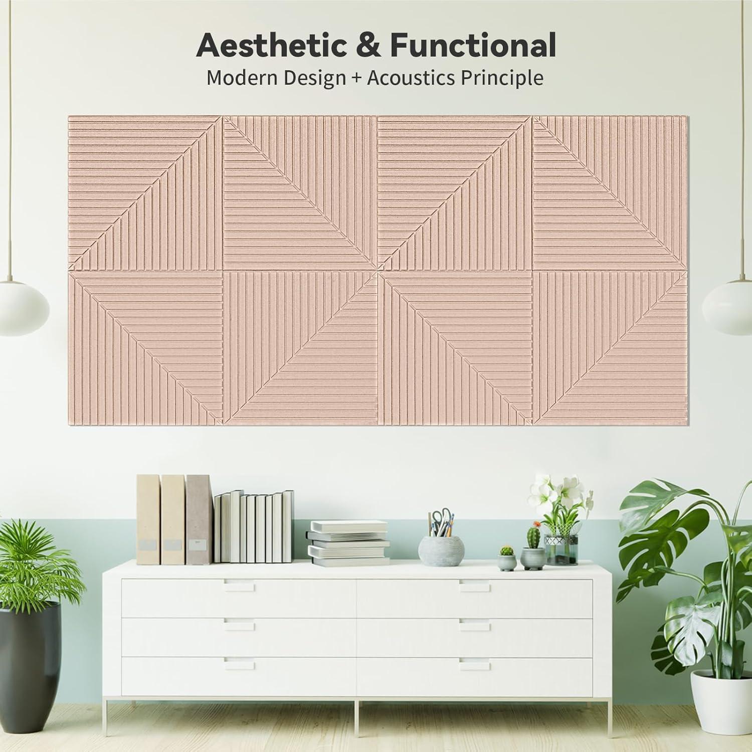 Paneles Acústicos Autoadhesivos Art3d 6 Unidades 61x61 cm Camello