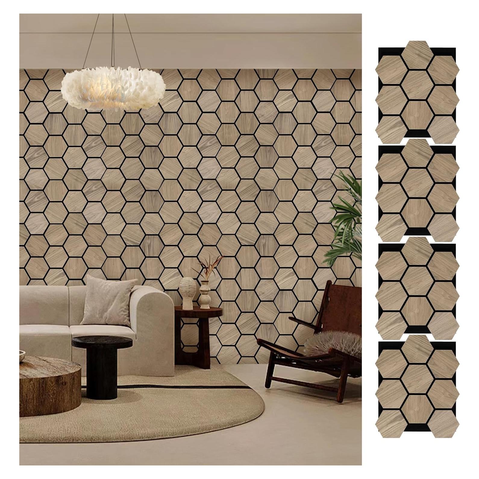 Paneles Acústicos Hexagonales ARMURO 4 Pcs 60.4x73.7 cm Nogal