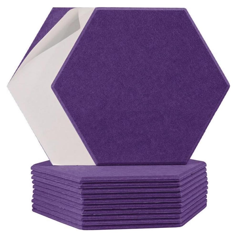 Paneles Acústicos Hexagonales RSACCSKY Pack 12 Púrpura 30.48 cm