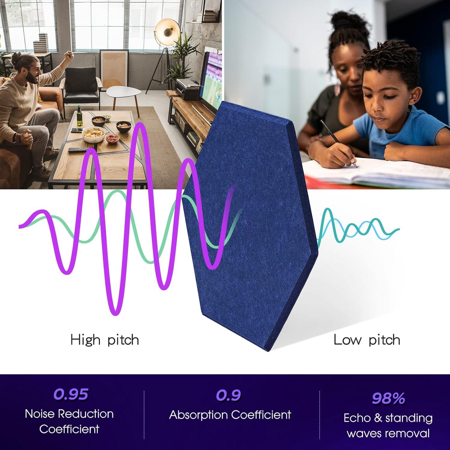 Paneles Acústicos Hexagonales Tao.space Marino 12 Piezas 35.56x30.48cm