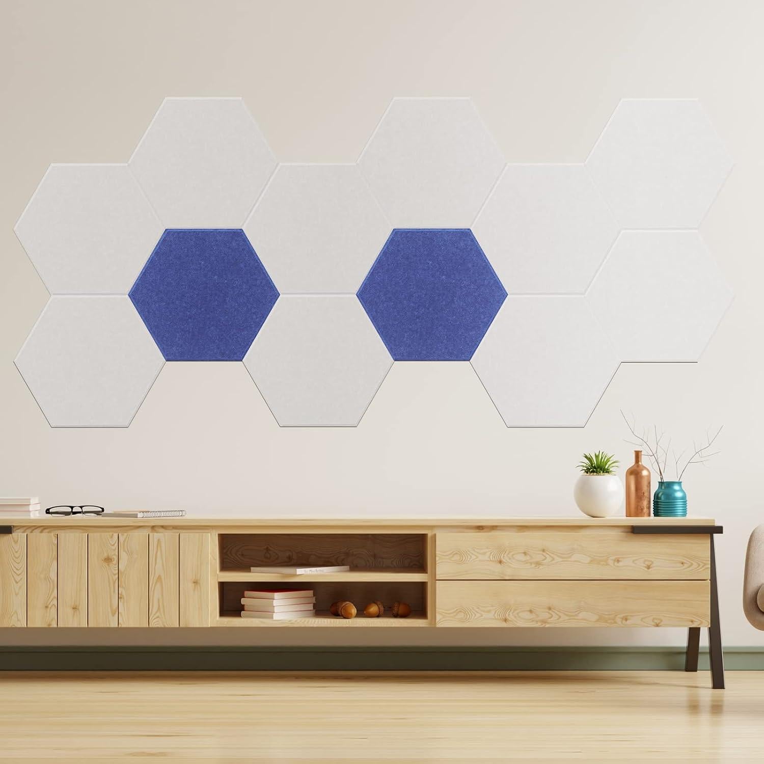 Paneles Acústicos Hexagonales Tao.space Marino 12 Piezas 35.56x30.48cm