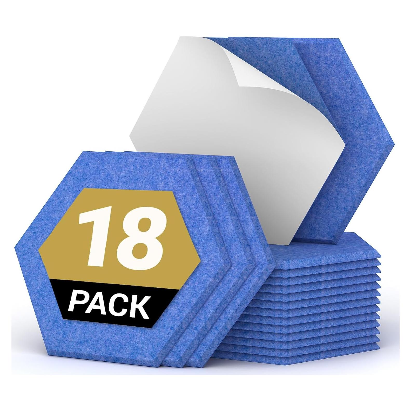 Paquete de 18 Paneles Acústicos Hexagonales TONOR Azul 30cm