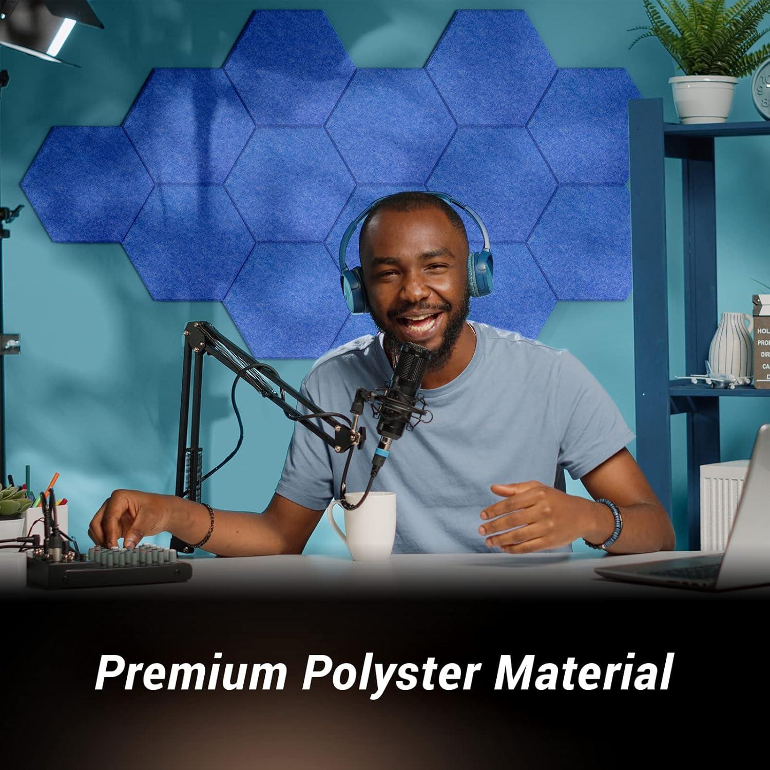 Paquete de 18 Paneles Acústicos Hexagonales TONOR Azul 30cm