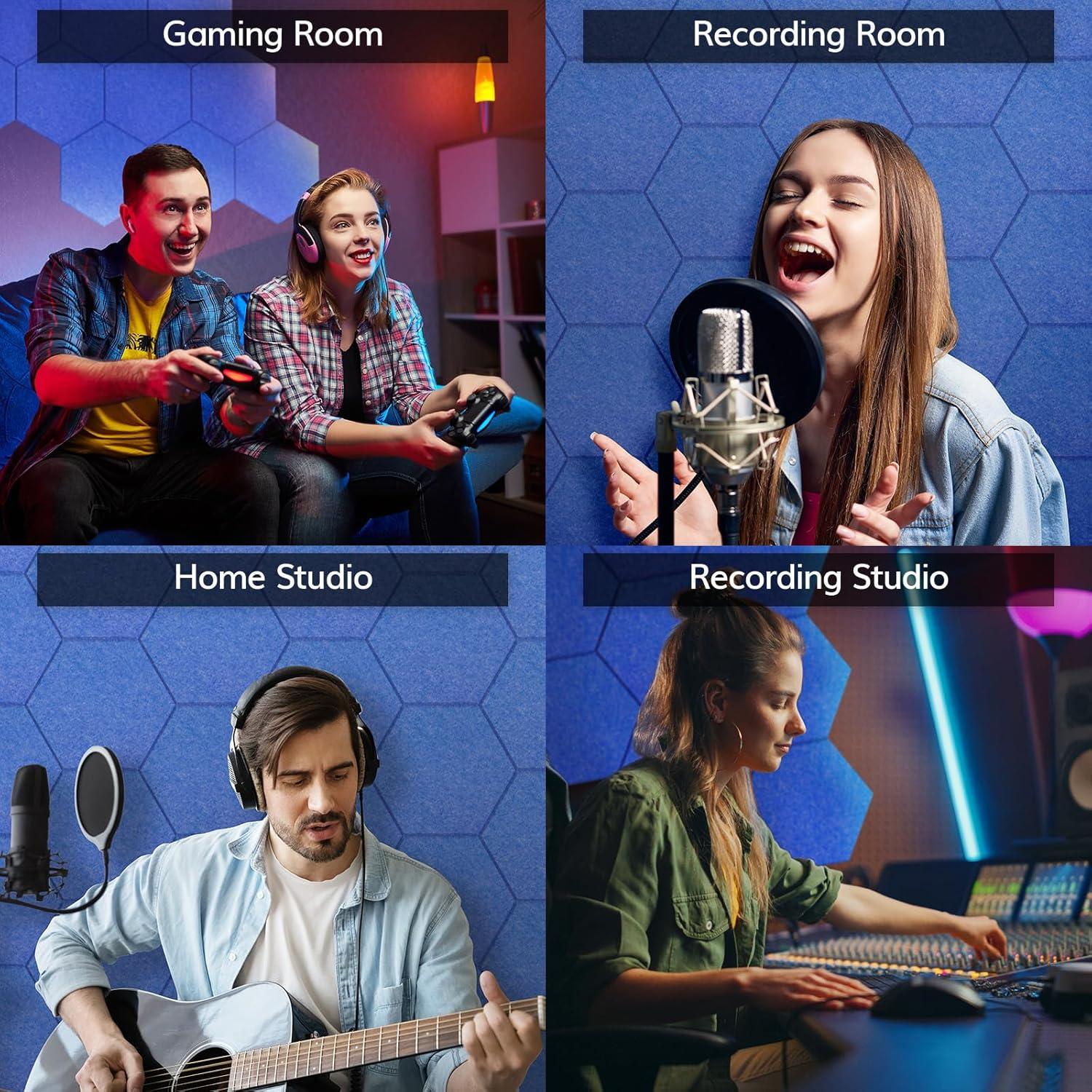 Paquete de 18 Paneles Acústicos Hexagonales TONOR Azul 30cm