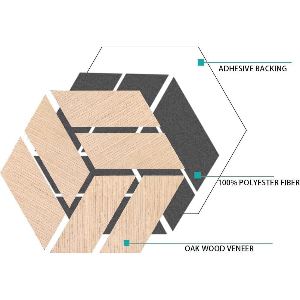 Paneles Acústicos Hexagonales ARTSLAT 4 Pack - Roble 30x25.9 cm