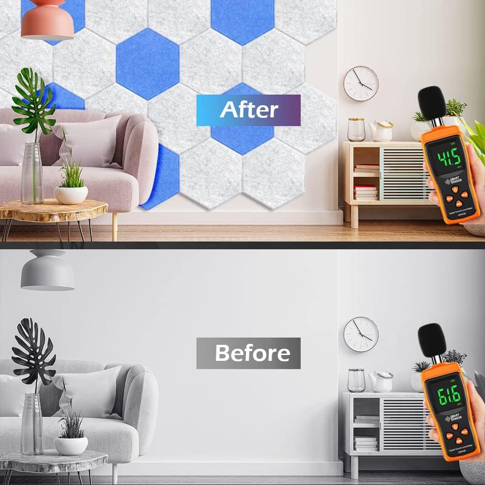 Paneles Acústicos Hexagonales DEKIRU 12 Unidades Azul 35.6x30.5 cm