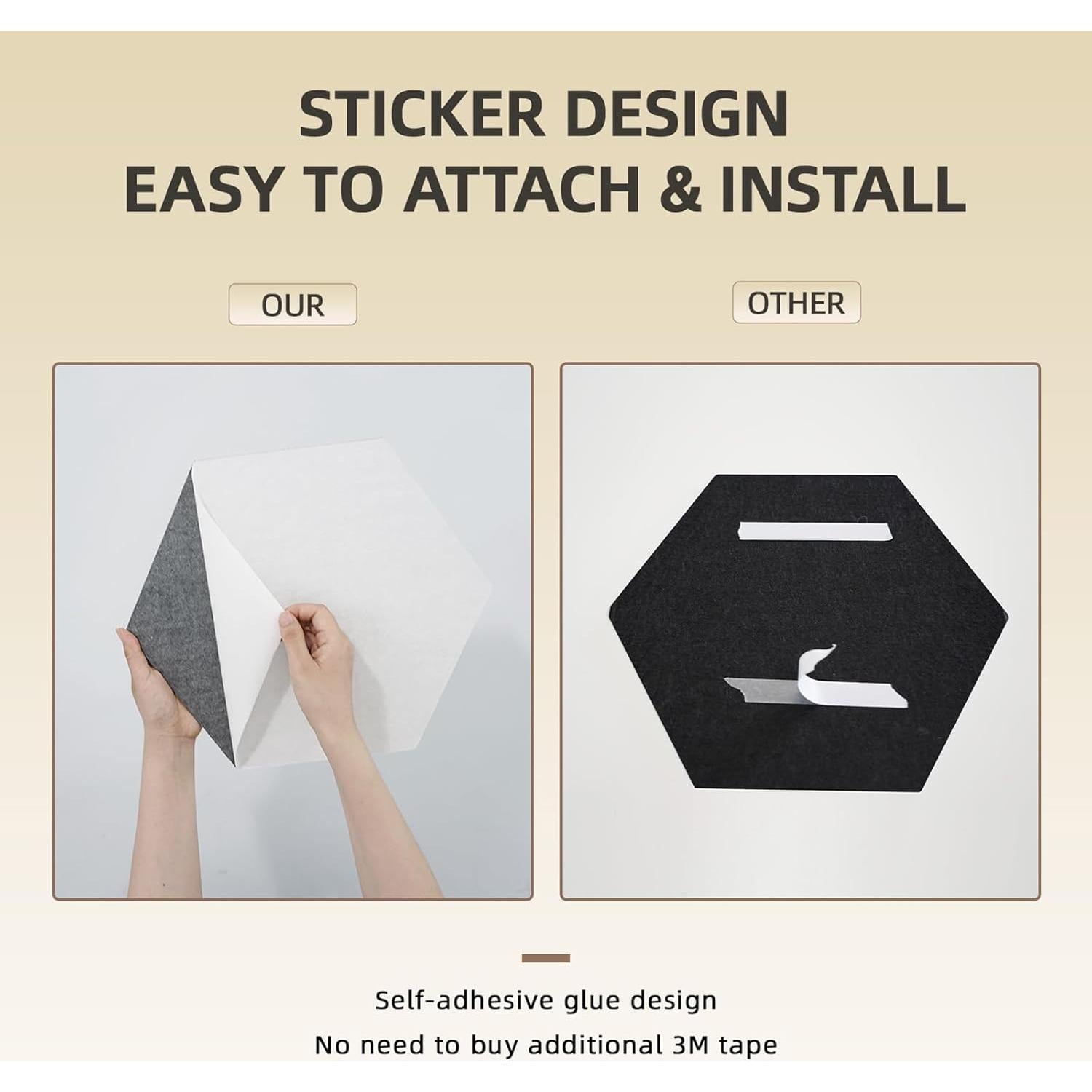 Paneles Acústicos Keemute 12-Pack Hexágono Negro 35.6x30.7cm