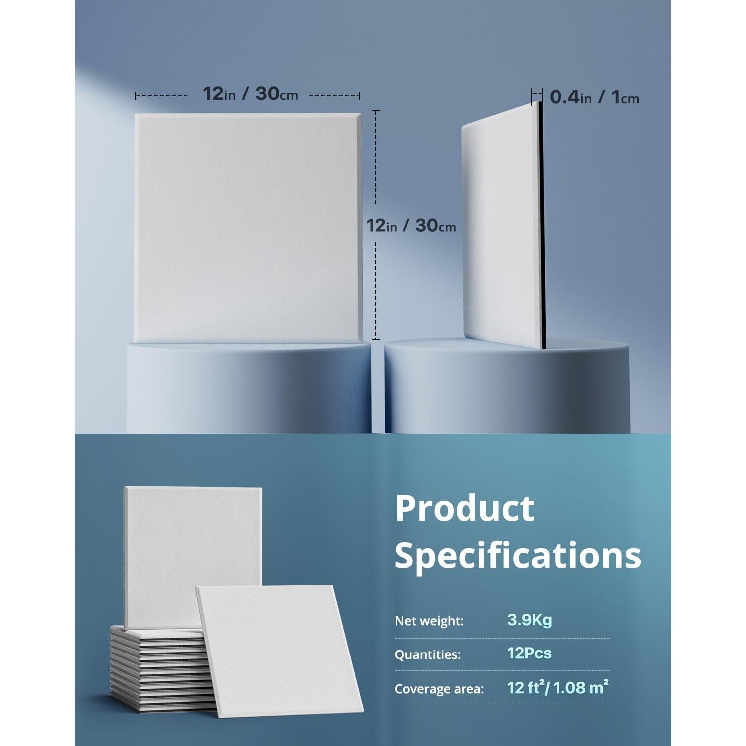 Paneles Aislantes Acústicos Kuchoow 30x30cm - Paquete de 12