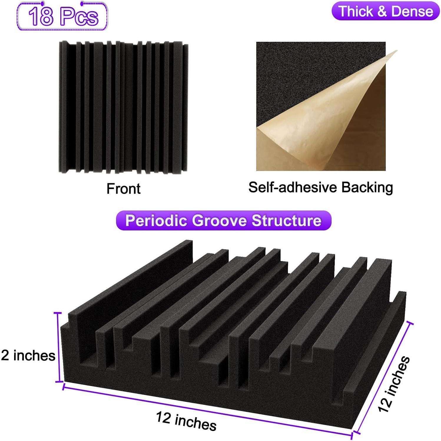 Paneles Acústicos Autoadhesivos TroyStudio 18 Pcs 30x30 cm