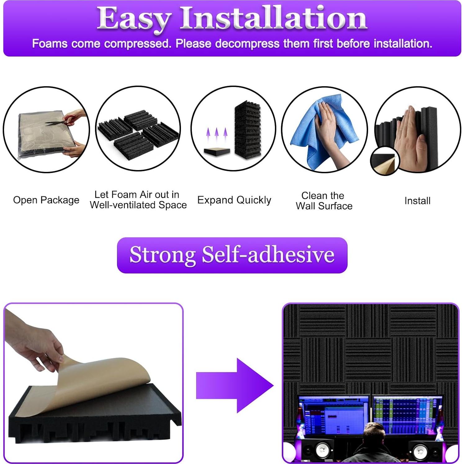 Paneles Acústicos Autoadhesivos TroyStudio 18 Pcs 30x30 cm