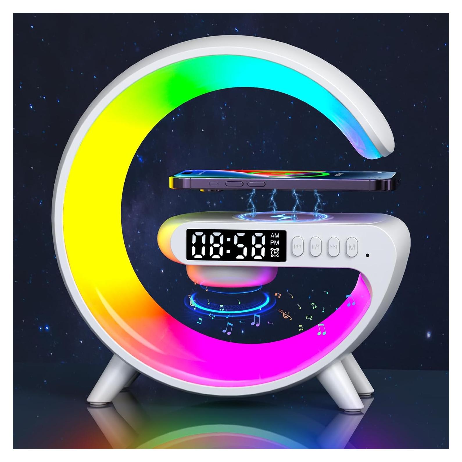 Altavoz Inalámbrico con Lámpara y Reloj LeeNabao Blanco
