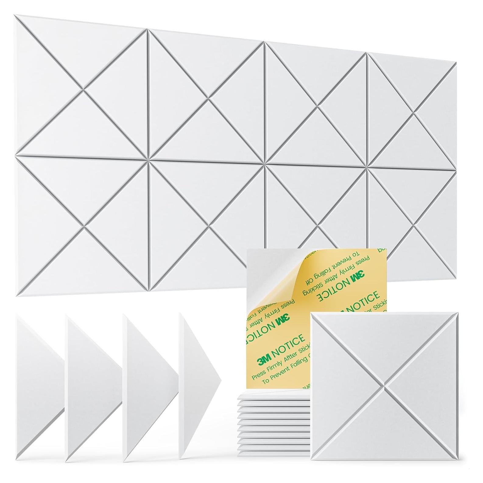 Paquete de 12 Paneles Acústicos Autoadhesivos 30x30cm Blanco