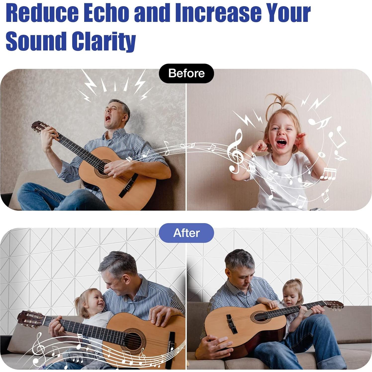 Paquete de 12 Paneles Acústicos Autoadhesivos 30x30cm Blanco