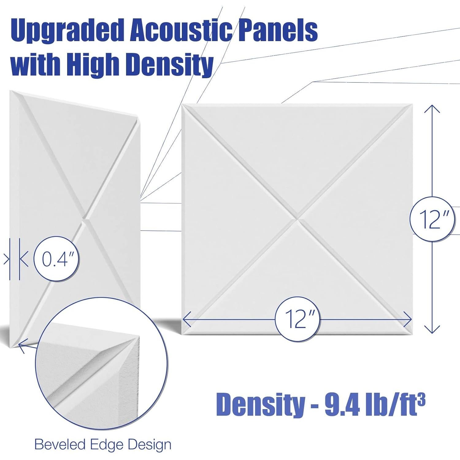Paquete de 12 Paneles Acústicos Autoadhesivos 30x30cm Blanco