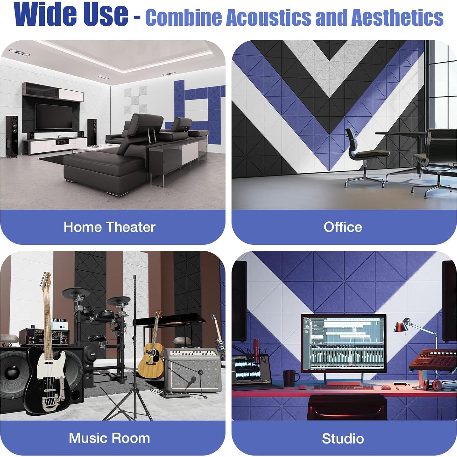 Paquete de 12 Paneles Acústicos Autoadhesivos 30x30cm Blanco