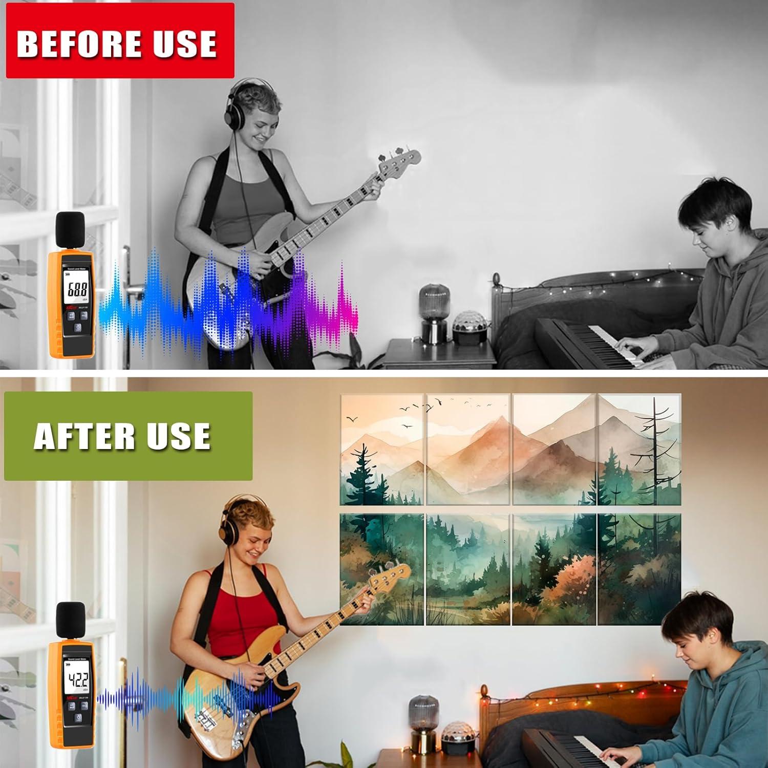 Paquete de 8 Paneles Acústicos Autoadhesivos 30x40 cm - Bosque de Montaña