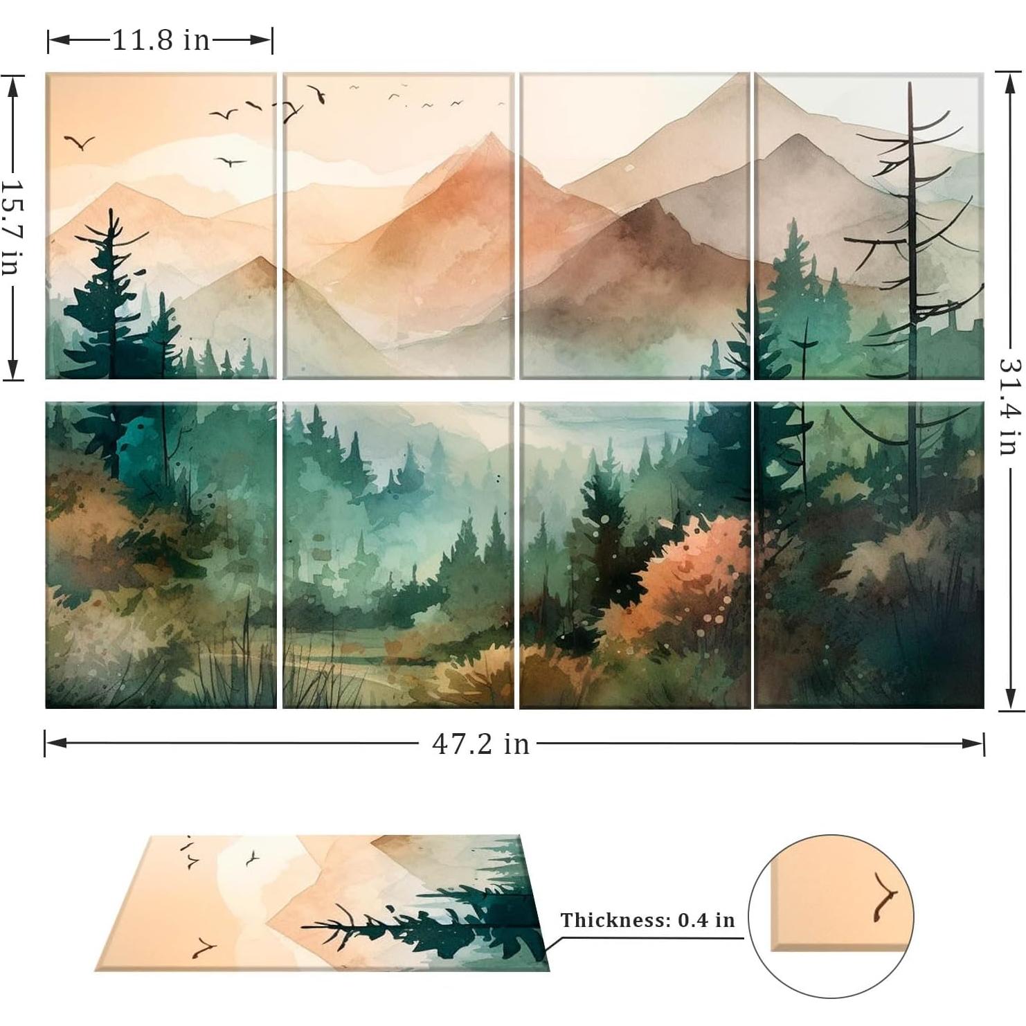 Paquete de 8 Paneles Acústicos Autoadhesivos 30x40 cm - Bosque de Montaña