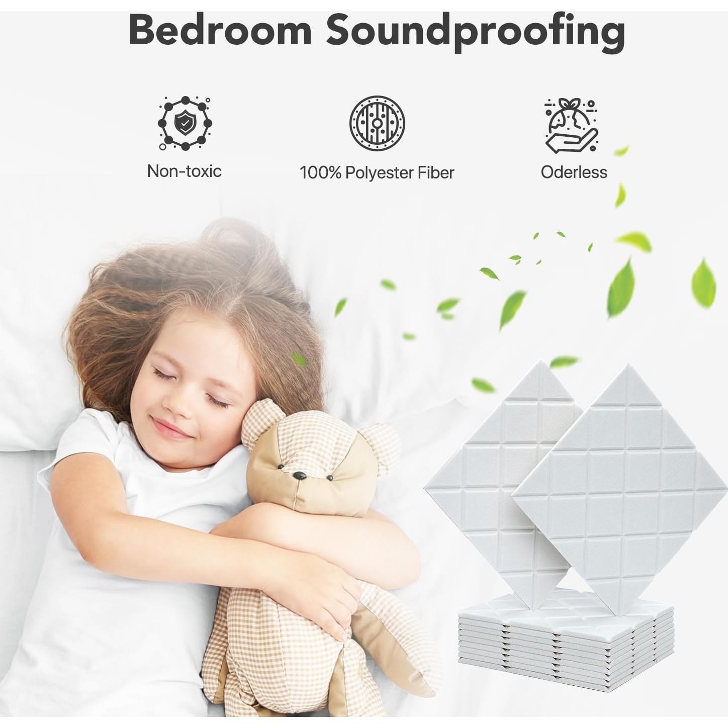 Paneles Acústicos Kuchoow Autoadhesivos 12 Unidades 30x30 cm Blanco