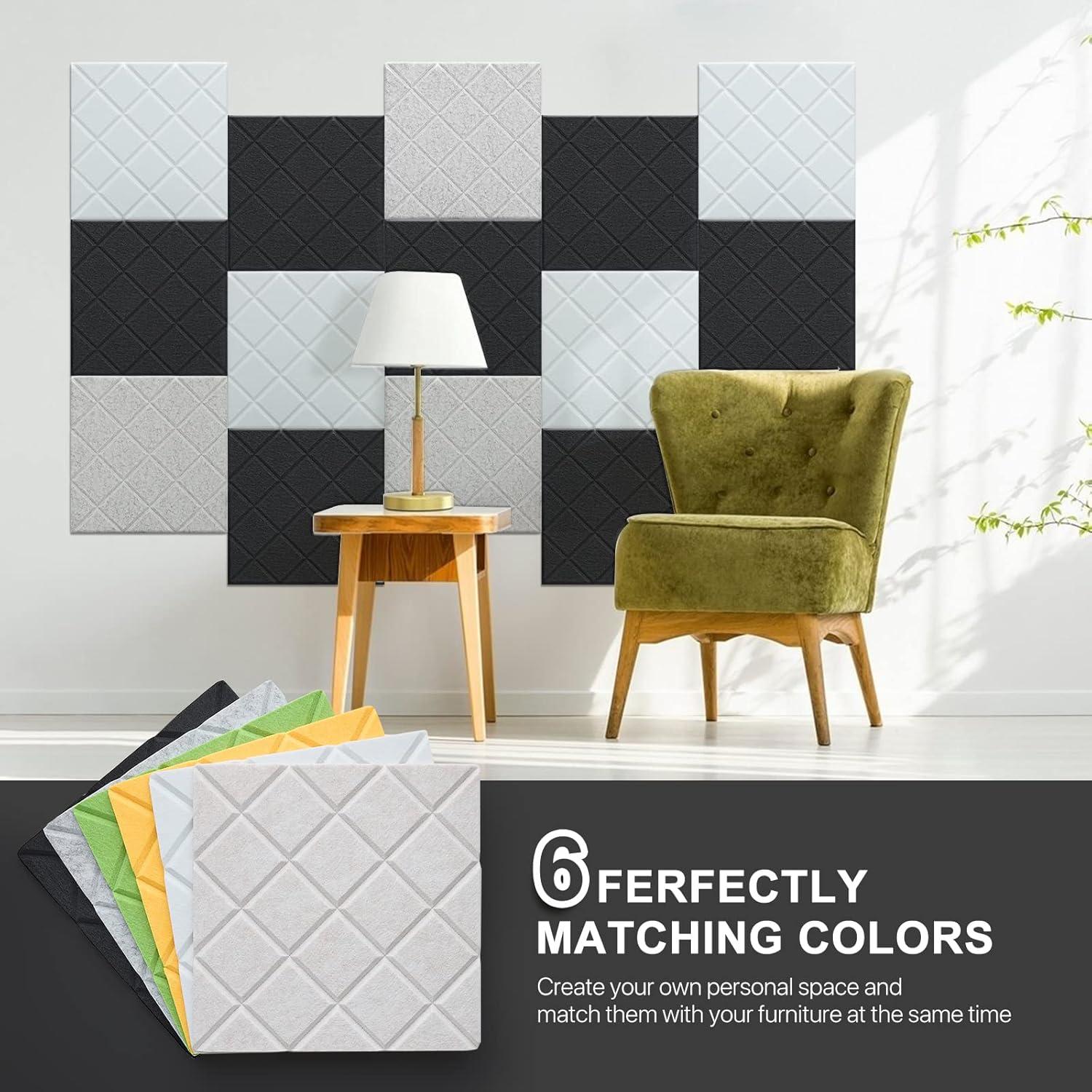 Paneles Acústicos Kuchoow Autoadhesivos 12 Unidades 30x30 cm Blanco