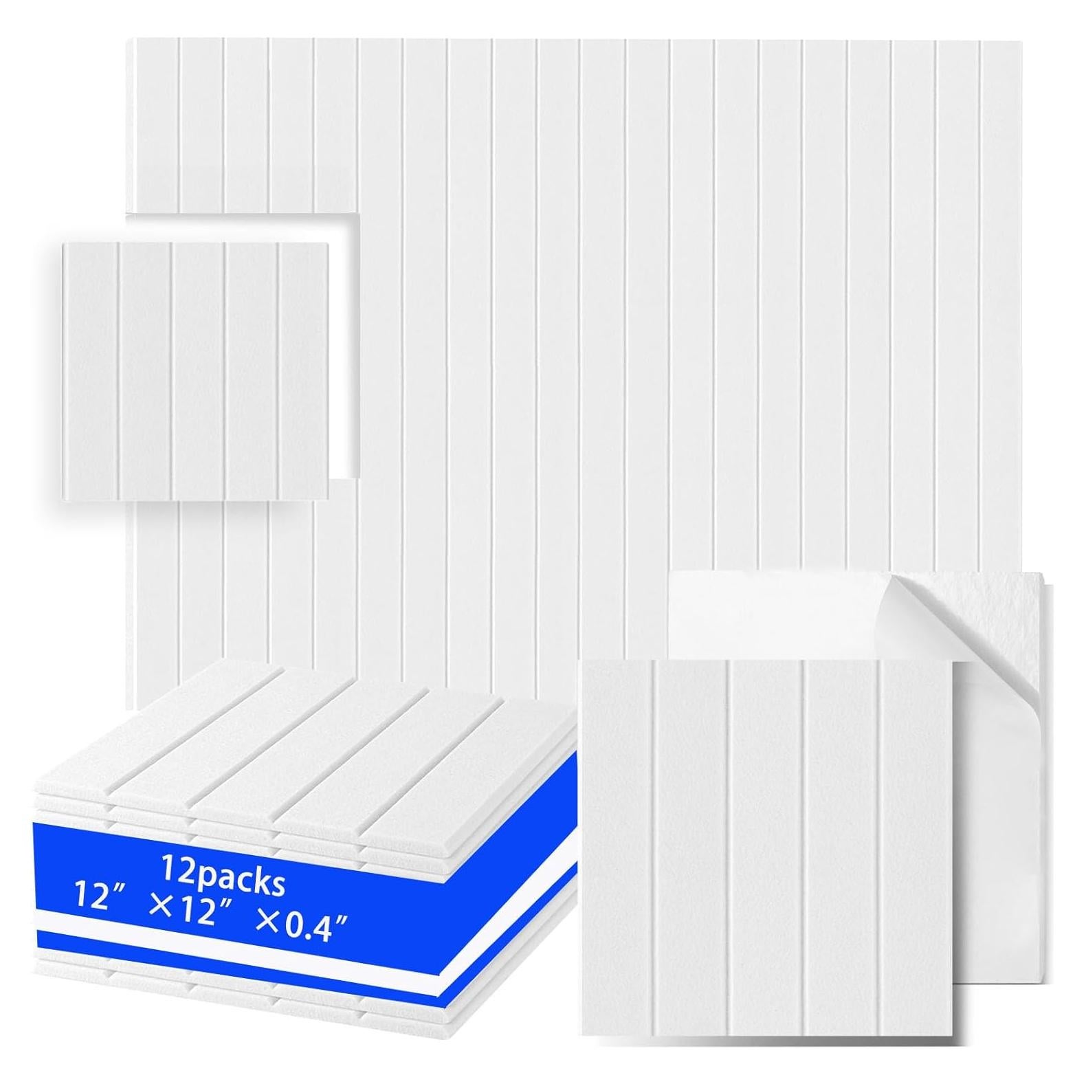 Paquete de 12 Paneles Acústicos Autoadhesivos 30.48cm - Blanco