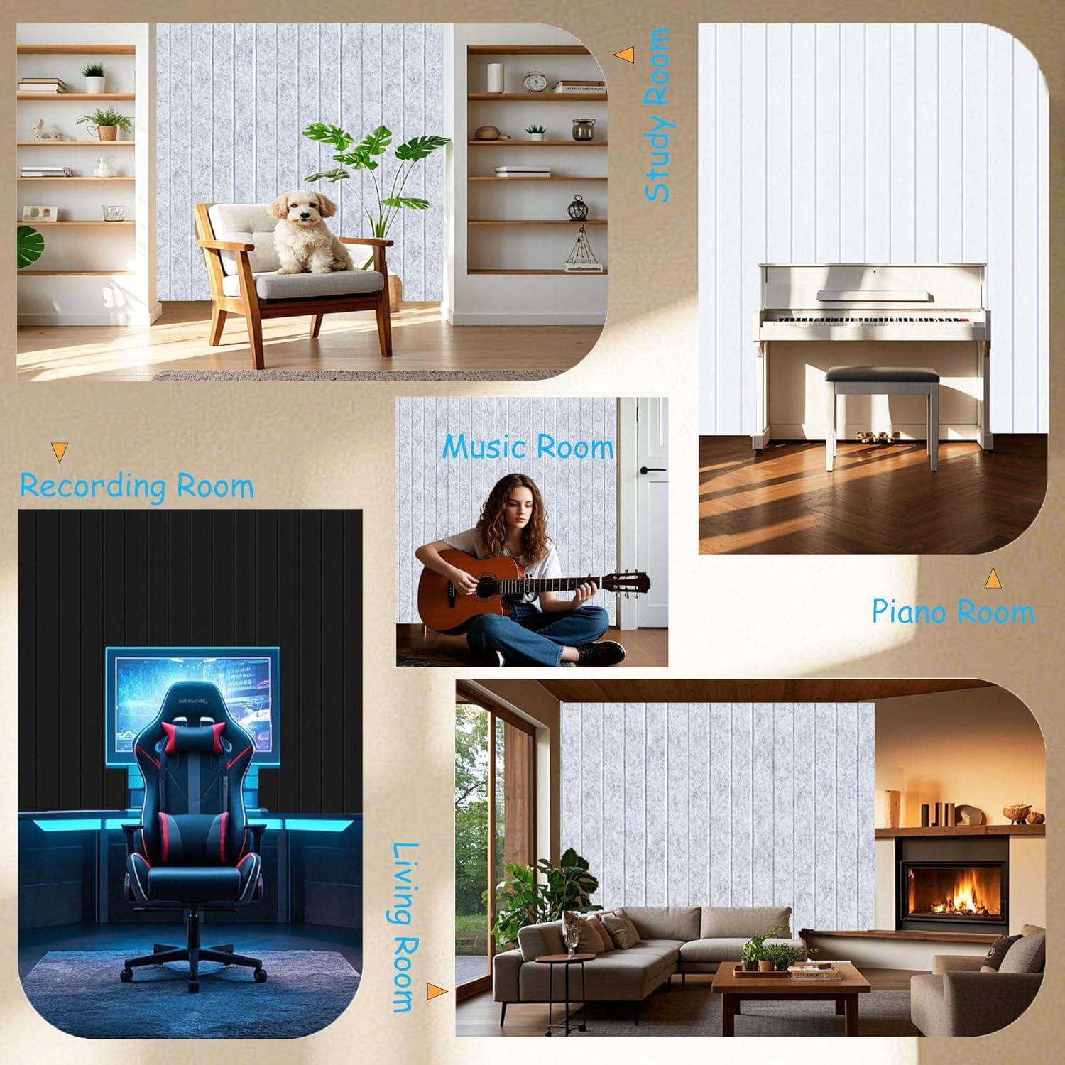 Paquete de 12 Paneles Acústicos Autoadhesivos 30.48cm - Blanco