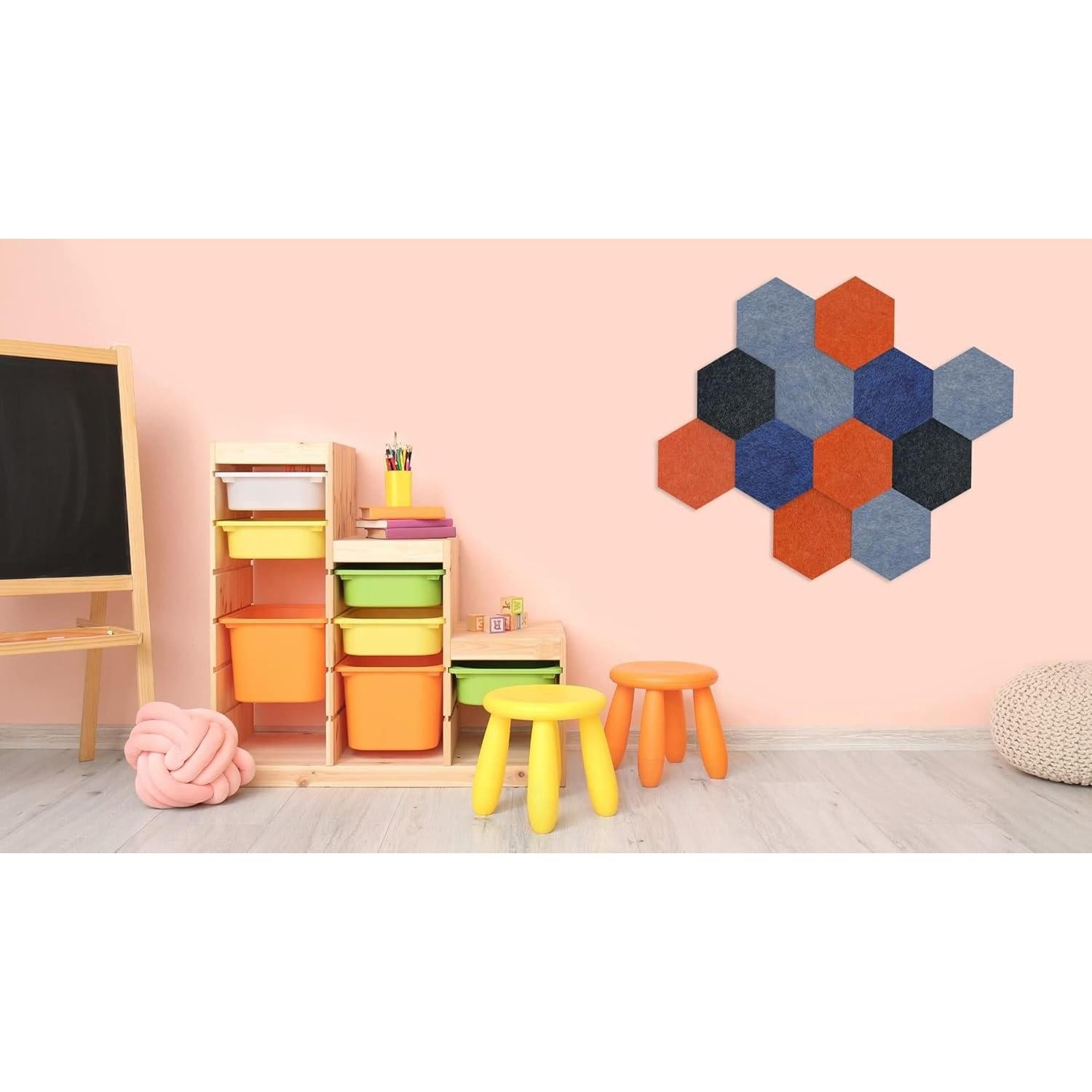 Paneles Acústicos Decorativos Luxor RCLMHEX006 Naranja 6 Piezas