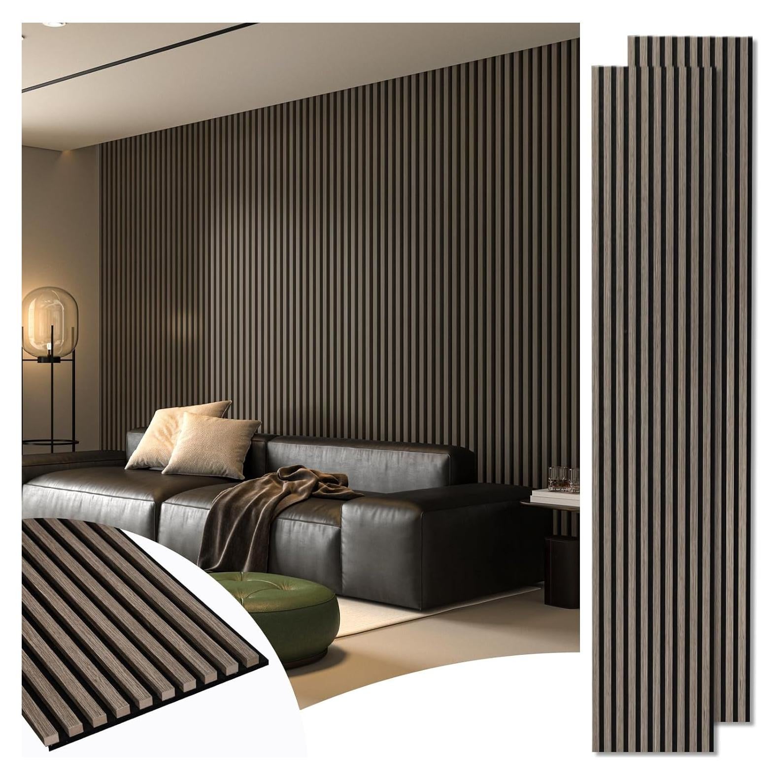 Paneles Acústicos de Madera Art3d 2 Piezas 274 cm Nogal