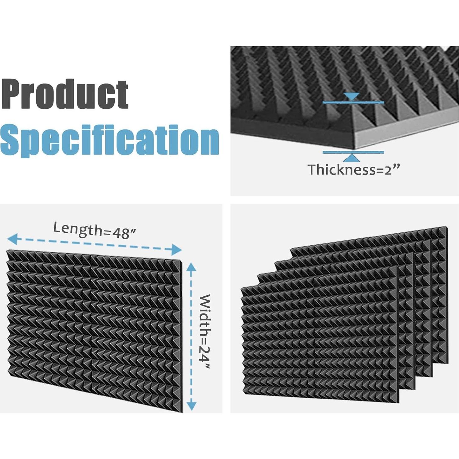 Paquete de 4 Paneles Acústicos FOUCARSI 121.92x60.96cm Negro