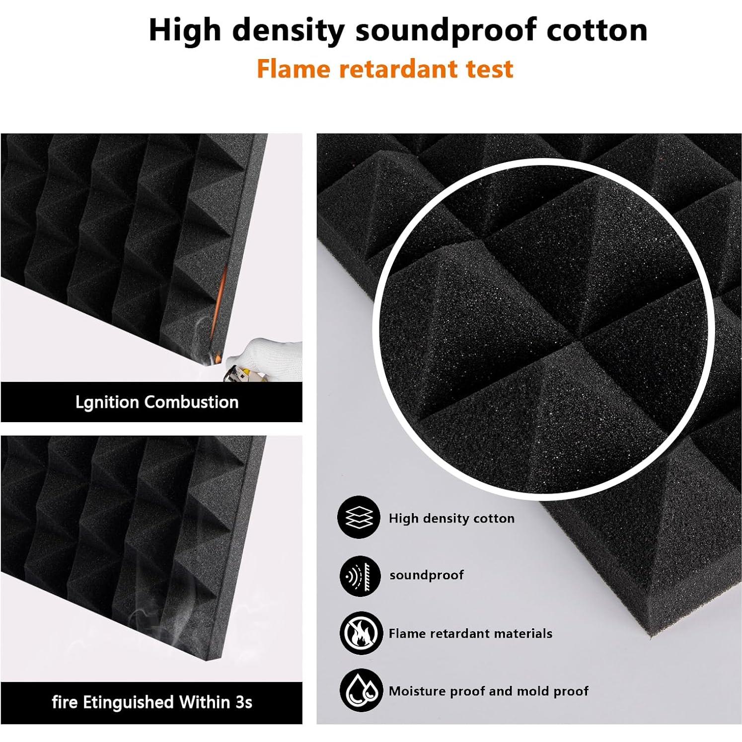 Paquete de 24 Paneles Acústicos 30.48x30.48cm Negro