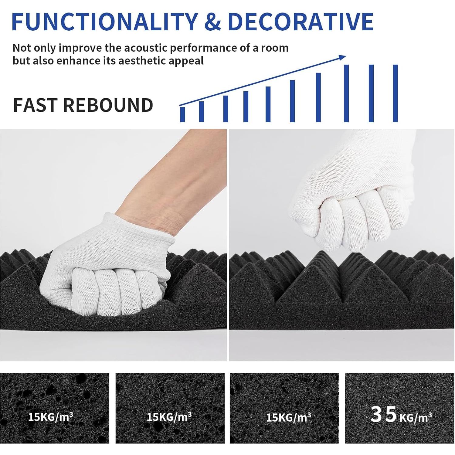 Paquete de 24 Paneles Acústicos 30.48x30.48cm Negro